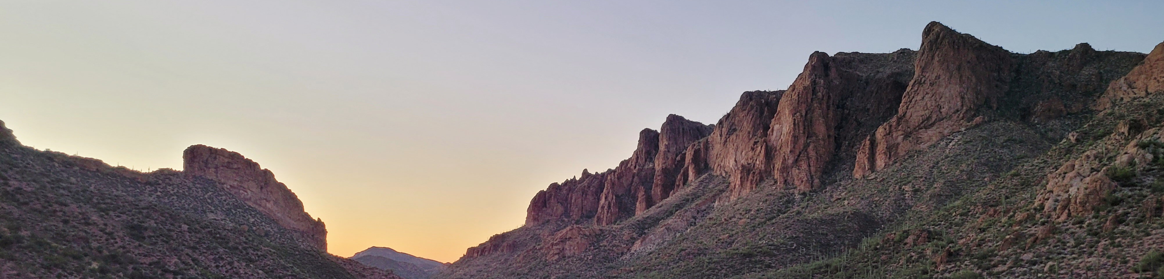 a banner image of a desert landscape at sunset